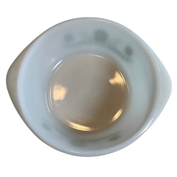 Vintage Glasbak 2Qt Green Daisies Casserole Dish w/o Lid 60s Milk‎ Glass Look - Picture 3 of 5